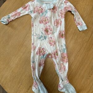 Burt's Bees Baby Floral Footie - Pink and Blue